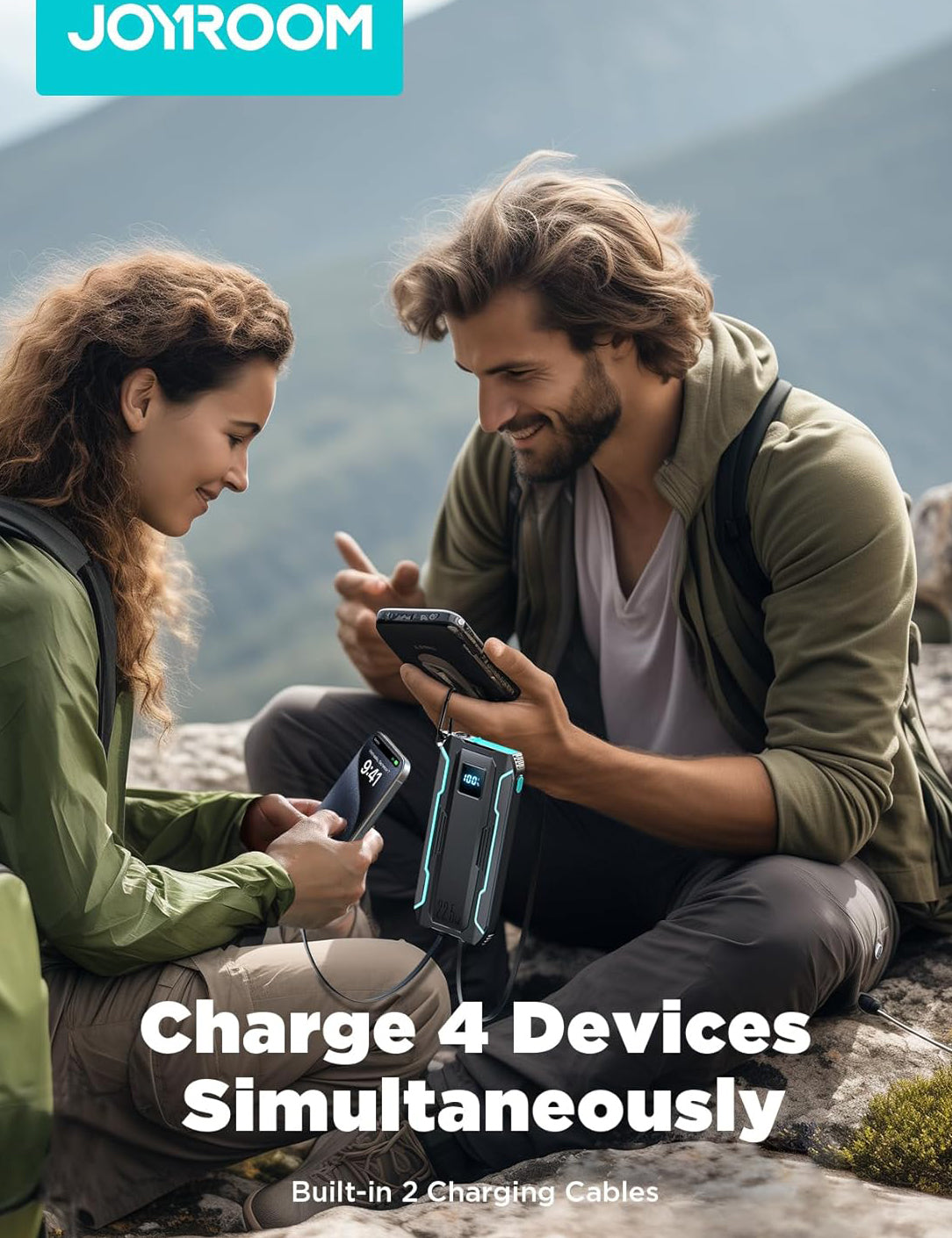 Joyroom JR-L017 External Battery, 10000mAh, 22.5W, QC + PD, 1 x Lightning - 1 x USB-A - 2 x USB-C, Black