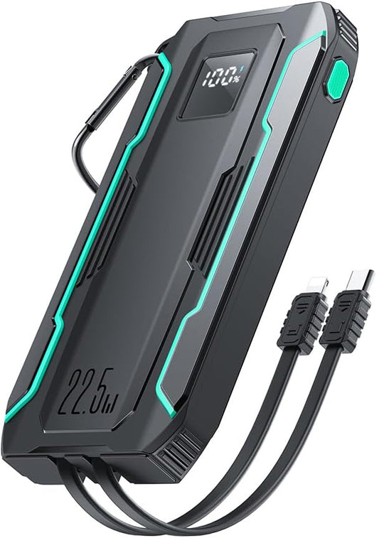 Joyroom JR-L017 External Battery, 10000mAh, 22.5W, QC + PD, 1 x Lightning - 1 x USB-A - 2 x USB-C, Black