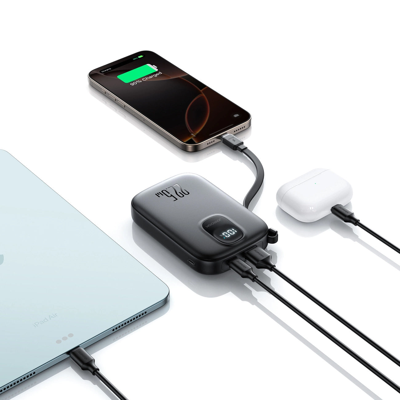 Joyroom JR-PBF17 External Battery, 10000mAh, 22.5W, QC + PD, 1 x USB-A - 2 x USB-C, Black