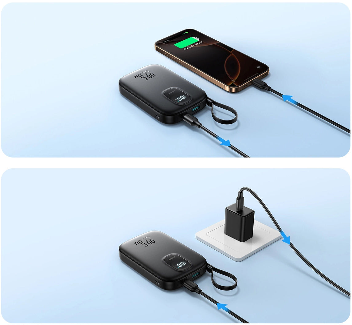 Joyroom JR-PBF17 External Battery, 10000mAh, 22.5W, QC + PD, 1 x USB-A - 2 x USB-C, Black