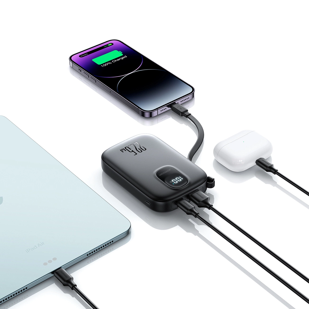 Batteria Esterna Joyroom JR-PBF18, 10000mAh, 22.5W, QC + PD, 1 x Lightning - 1 x USB-A - 1 x USB-C, Nera