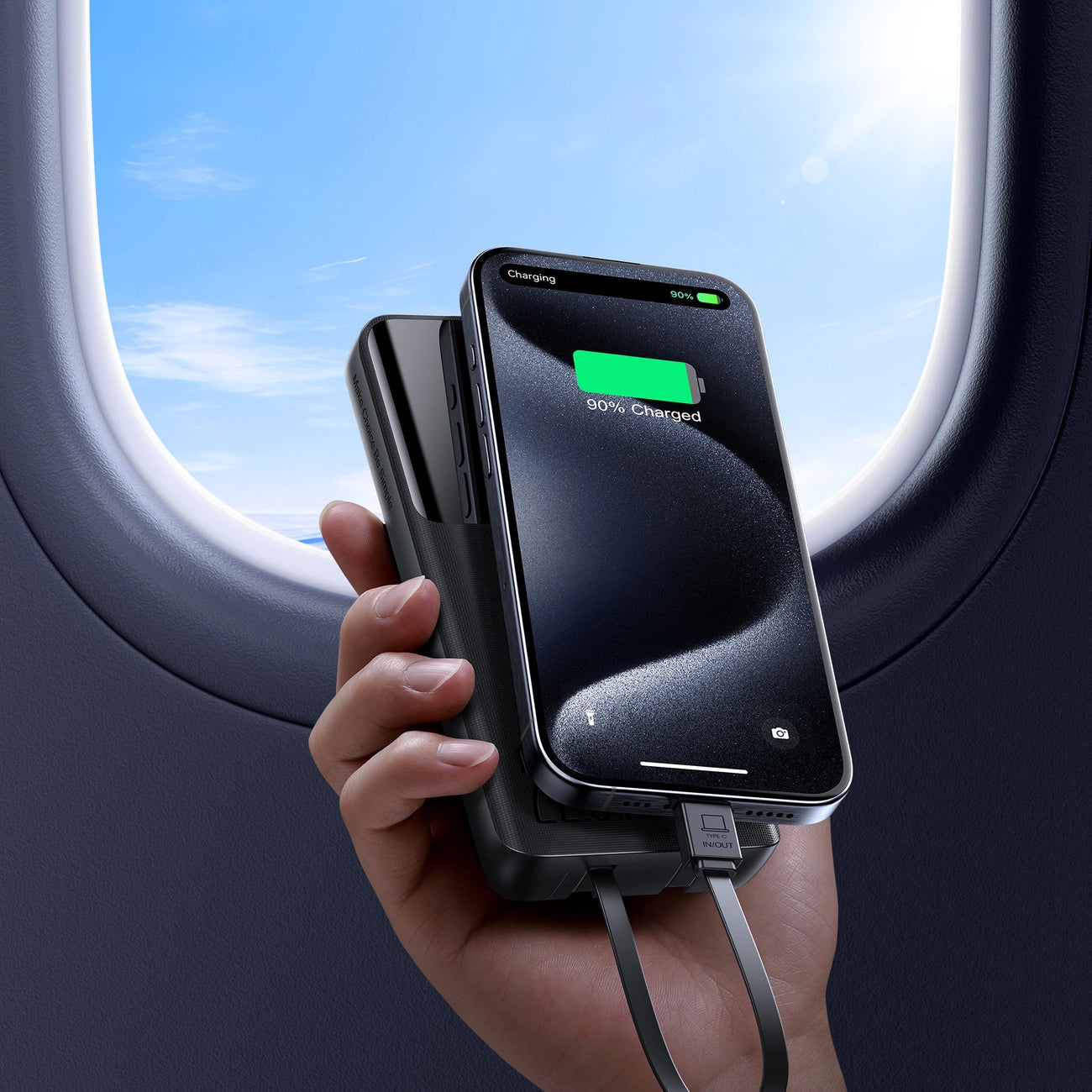 Joyroom JR-PBF19 External Battery, 10000mAh, 22.5W, QC + PD, 1 x Lightning - 1 x USB-A - 2 x USB-C, Black