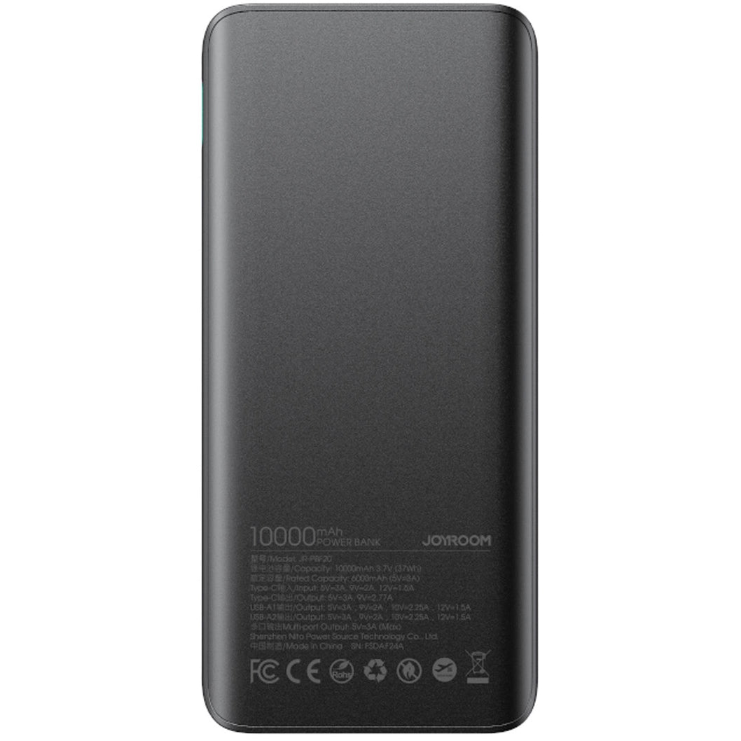 Joyroom JR-PBF20 External Battery, 10000mAh, 25W, QC + PD, 1 x USB-C - 2 x USB-A, Black