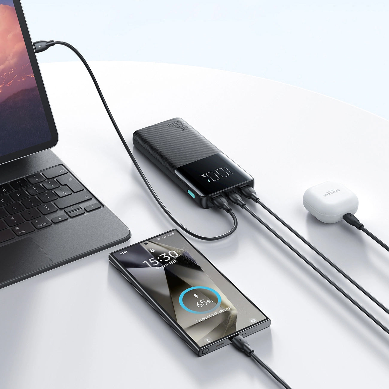 Joyroom JR-PBF20 External Battery, 10000mAh, 25W, QC + PD, 1 x USB-C - 2 x USB-A, Black