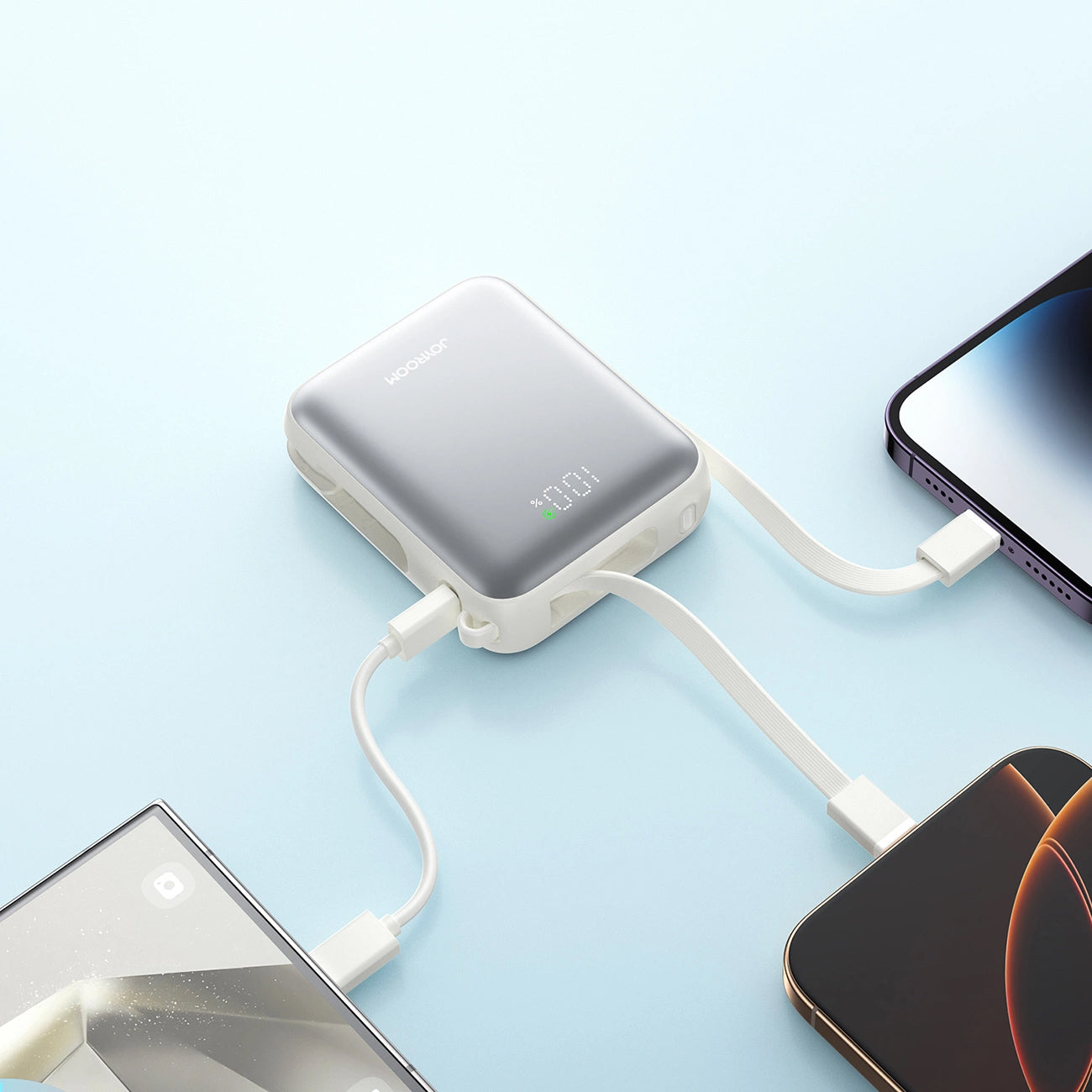 Joyroom JR-PBF27 External Battery, 10000mAh, 22.5W, PD, 1 x Lightning - 2 x USB-C, White