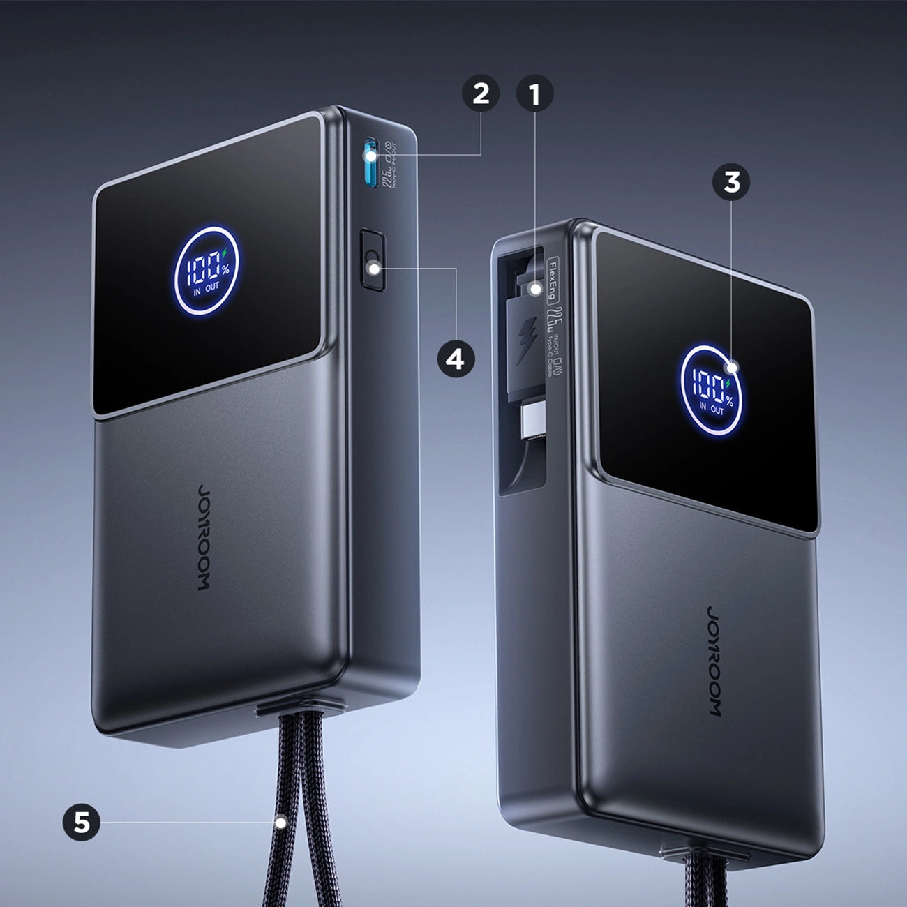 Batteria Esterna Joyroom JR-PR1, 10000mAh, 22.5W, PD, 2 x USB-C, Grigio