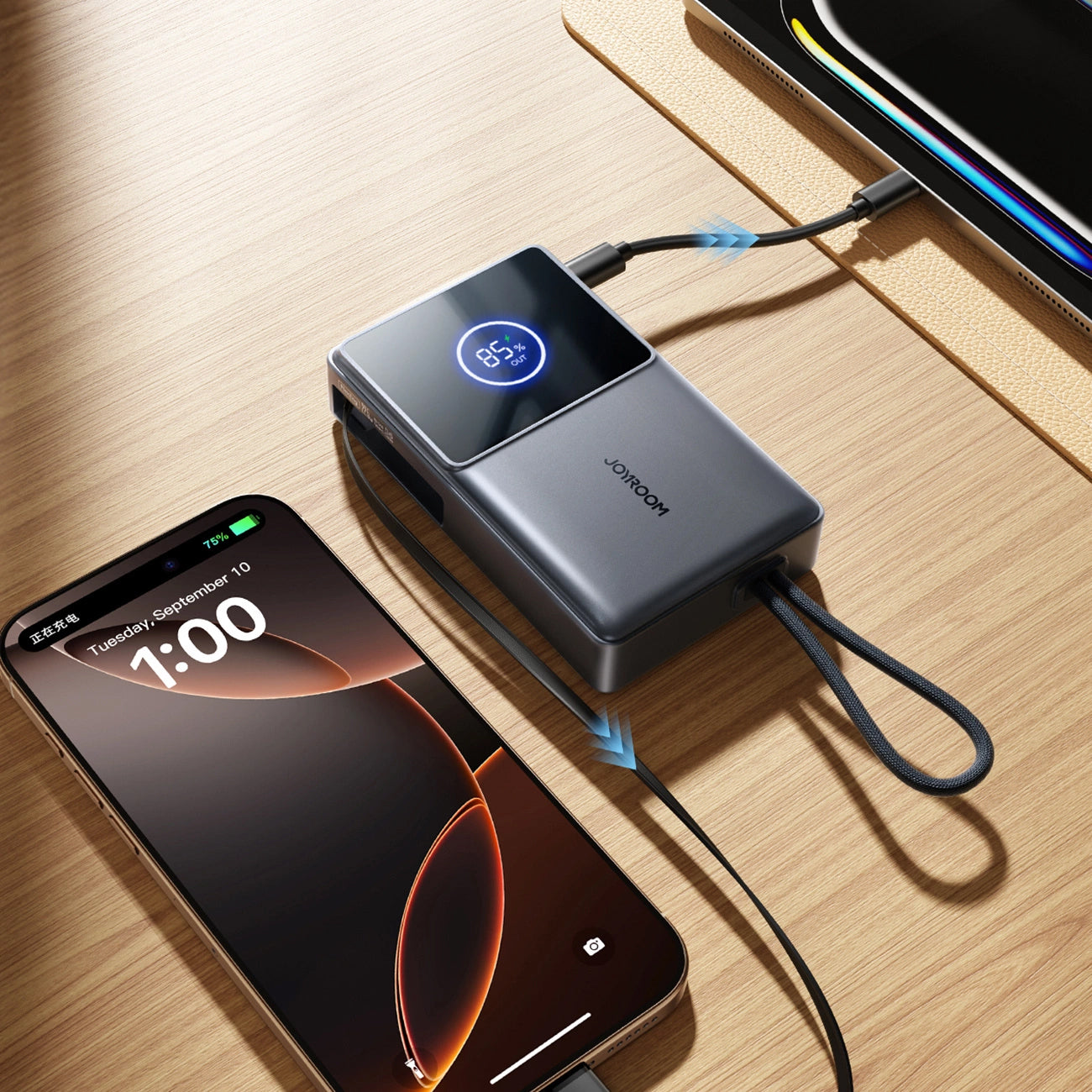 Batteria Esterna Joyroom JR-PR1, 10000mAh, 22.5W, PD, 2 x USB-C, Grigio