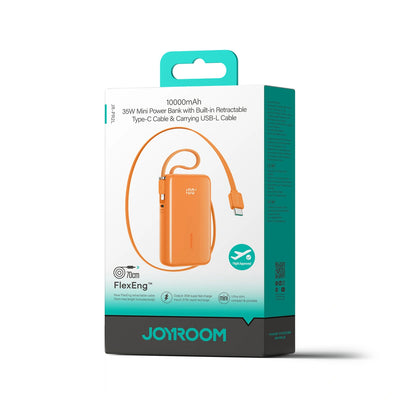 Batteria Esterna Joyroom JR-PR2L, 10000mAh, 35W, QC + PD, 1 x Lightning - 2 x USB-C, Arancione