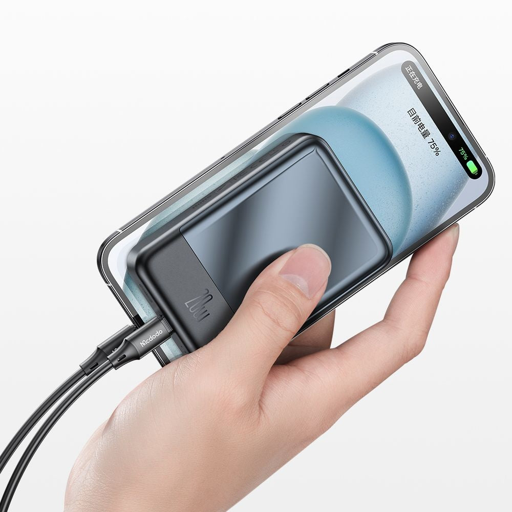 Batteria Esterna Wireless McDodo MC-5021 Ambilight, 20000mAh, 20W, PD + FQI, 1 x QI - 1 x USB-C, Nera