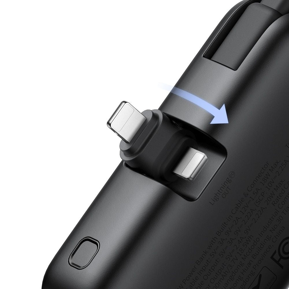 Batteria Esterna McDodo MC-7800 Freekit, 5000mAh, 22.5W, PD, 1 x Lightning - 2 x USB-C, Nera