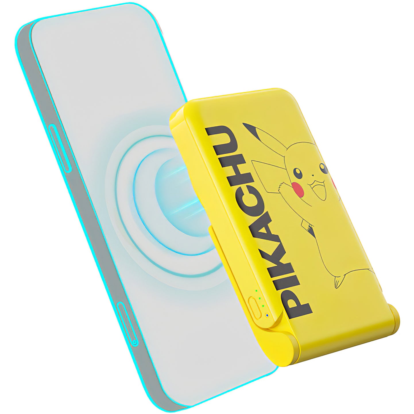 Batteria Esterna Wireless OTL Pokemon Pikatchu, 5000mAh, 20W, PD + FQI, 1 x QI - 1 x USB-C, Gialla PK1191