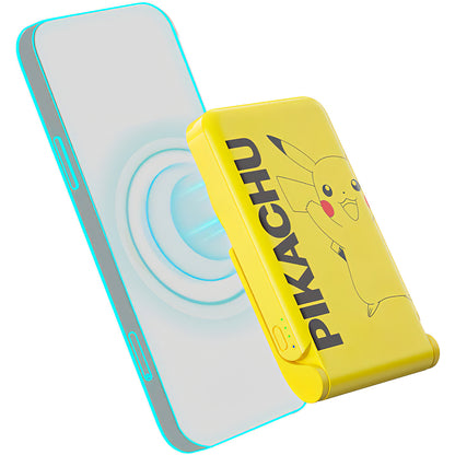 Batteria Esterna Wireless OTL Pokemon Pikatchu, 5000mAh, 20W, PD + FQI, 1 x QI - 1 x USB-C, Gialla PK1191
