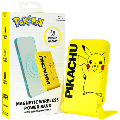 Batteria Esterna Wireless OTL Pokemon Pikatchu, 5000mAh, 20W, PD + FQI, 1 x QI - 1 x USB-C, Gialla PK1191