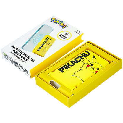 Batteria Esterna Wireless OTL Pokemon Pikatchu, 5000mAh, 20W, PD + FQI, 1 x QI - 1 x USB-C, Gialla PK1191