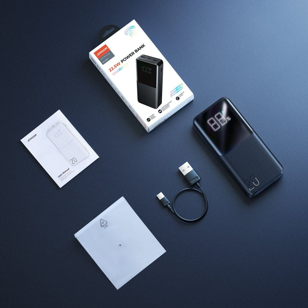 Batteria Esterna Joyroom, 20000mAh, 22.5W, QC + PD, 1 x USB-C - 2 x USB-A, Nera JR-QP192