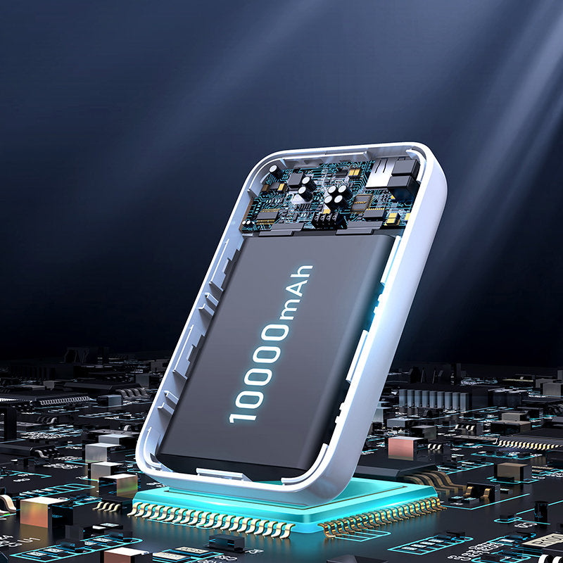 Batteria Esterna Wireless Joyroom JR-W020, 10000mAh, 20W, QC + PD + FQI, 1 x QI - 1 x USB-A - 1 x USB-C, Bianca