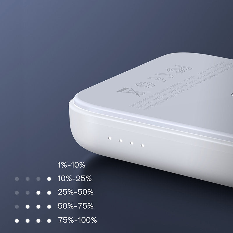 Batteria Esterna Wireless Joyroom JR-W020, 10000mAh, 20W, QC + PD + FQI, 1 x QI - 1 x USB-A - 1 x USB-C, Bianca