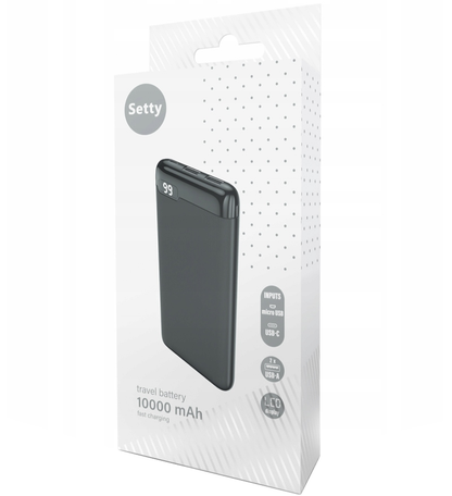 Batteria Esterna Setty SPBL-10, 10000mAh, 10W, 2 x USB-A, Nera