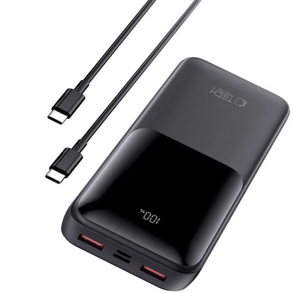 Batteria Esterna Tech-Protect PB02, 20000mAh, 22.5W, QC + PD, 1 x USB-C - 2 x USB-A, Nera