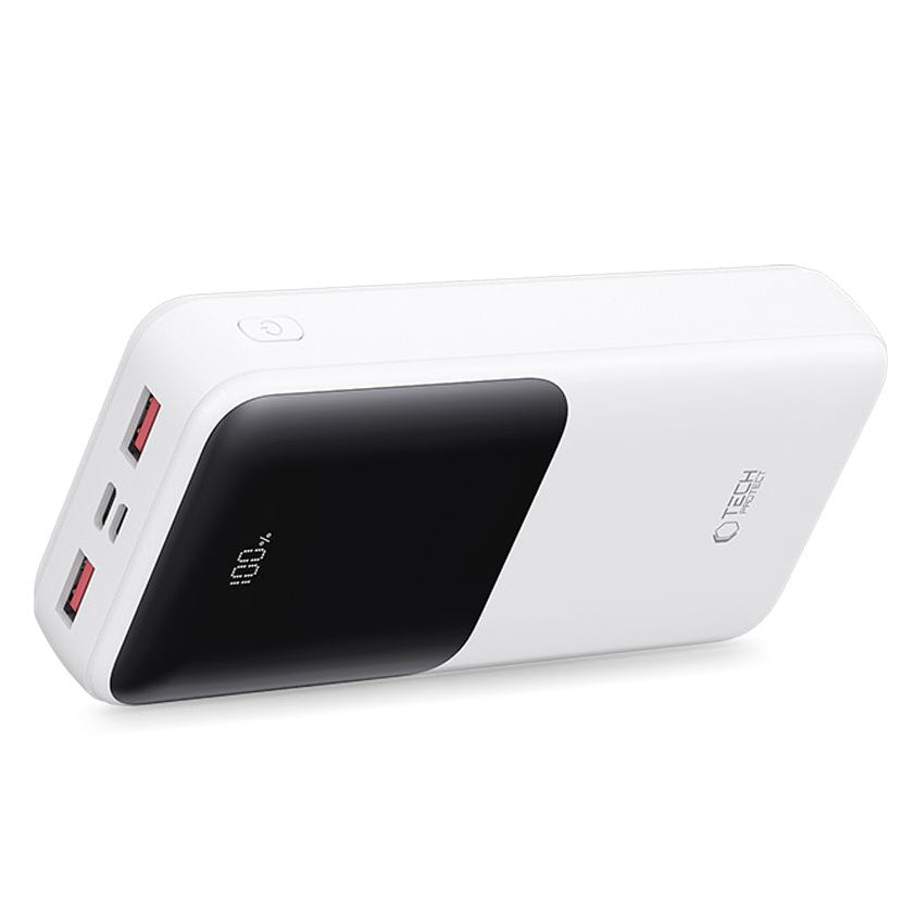 Batteria Esterna Tech-Protect PB02, 20000mAh, 22.5W, QC + PD, 1 x USB-C - 2 x USB-A, Bianca