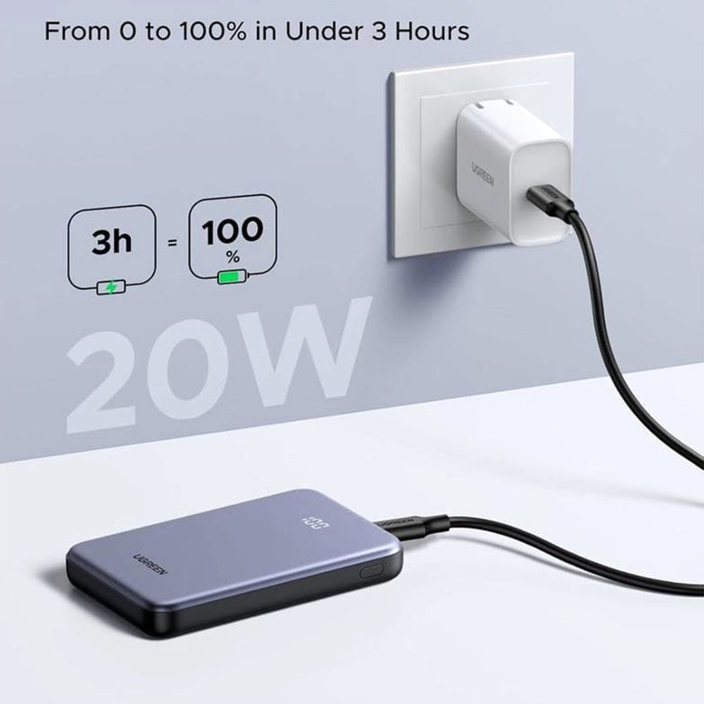Batteria Esterna UGREEN 75131B, 10000mAh, 22.5W, QC + PD, 1 x USB-A - 1 x USB-C, Grigio