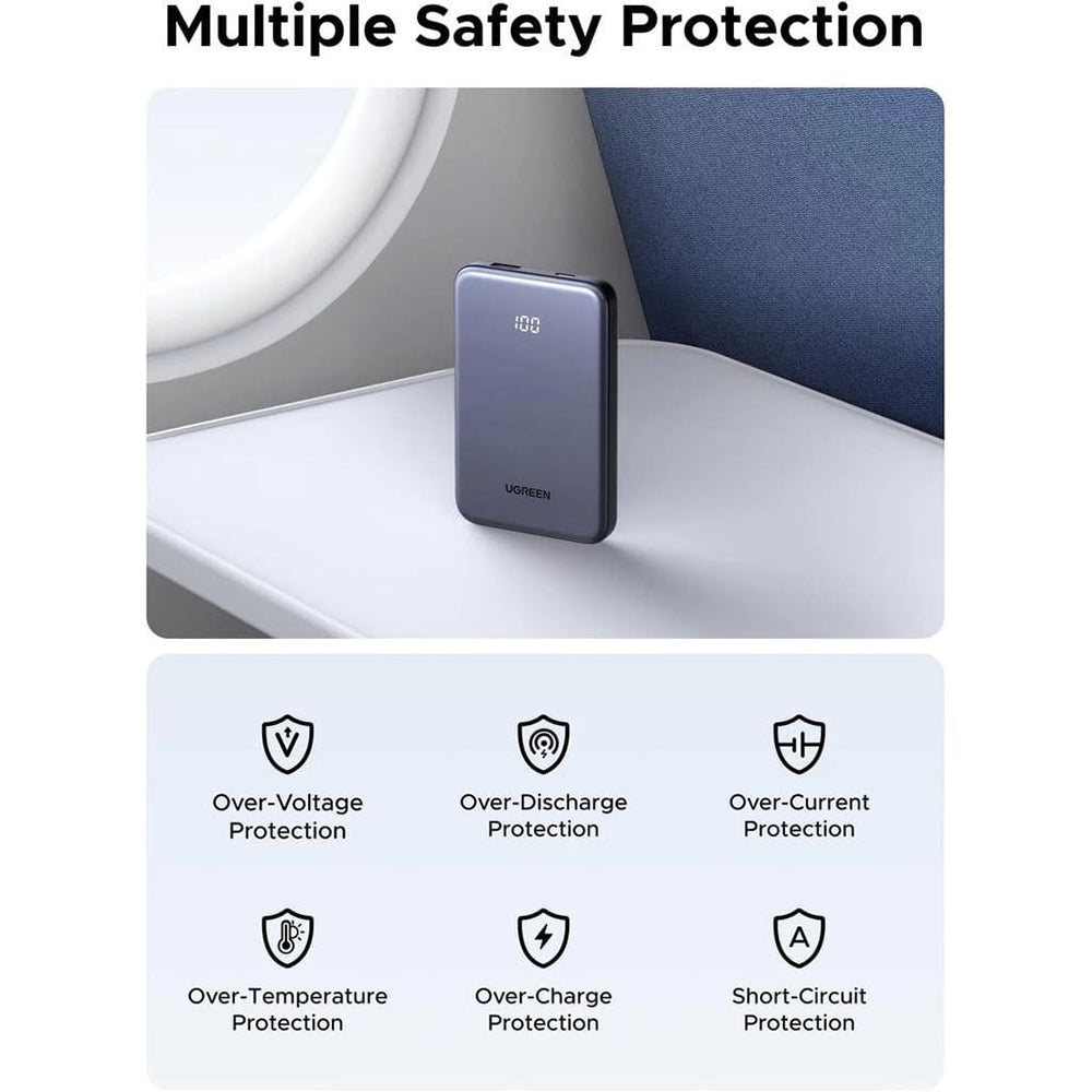 Batteria Esterna UGREEN 75131B, 10000mAh, 22.5W, QC + PD, 1 x USB-A - 1 x USB-C, Grigio
