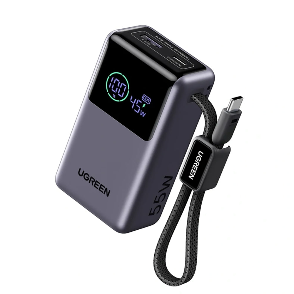 Batteria Esterna UGREEN Nexode Pro PB727 (85301B), 10000mAh, 55W, QC + PD, 1 x USB-A - 2 x USB-C, Grigio