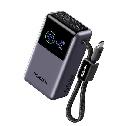 Batteria Esterna UGREEN Nexode Pro PB727 (85301B), 10000mAh, 55W, QC + PD, 1 x USB-A - 2 x USB-C, Grigio