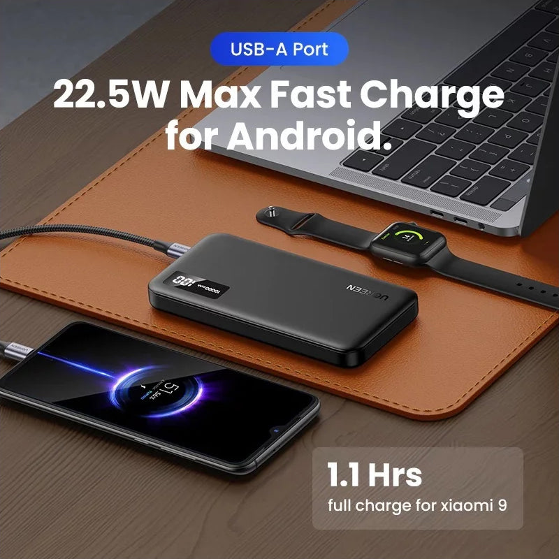 Batteria Esterna UGREEN PB311, 10000mAh, 22.5W, QC + PD, 1 x USB-C - 2 x USB-A, Nera