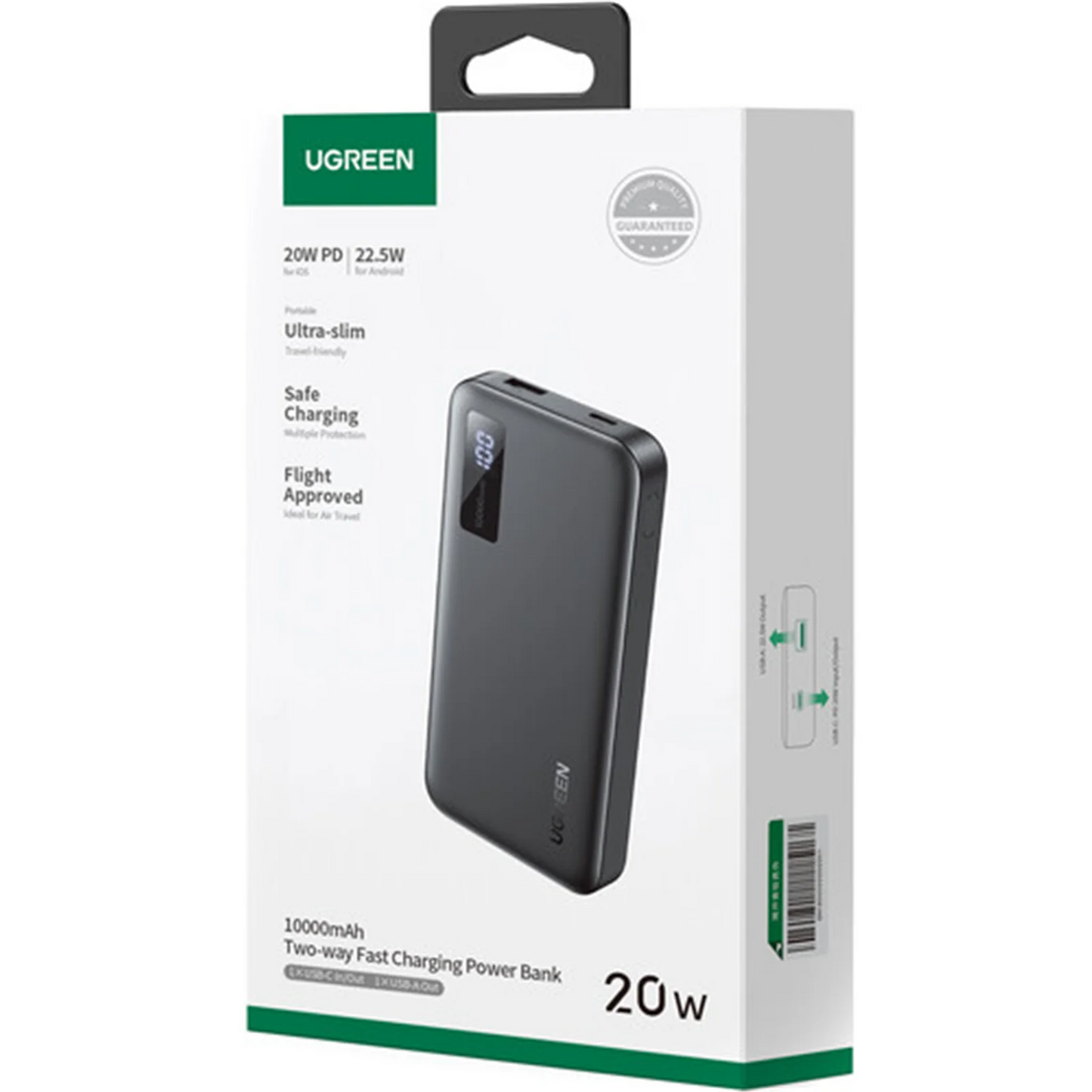 Batteria Esterna UGREEN PB311, 10000mAh, 22.5W, QC + PD, 1 x USB-C - 2 x USB-A, Nera