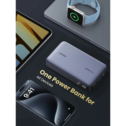 Batteria Esterna UGREEN PB720 Nexode, 20000mAh, 100W, QC + PD, 1 x USB-A - 2 x USB-C, Grigio