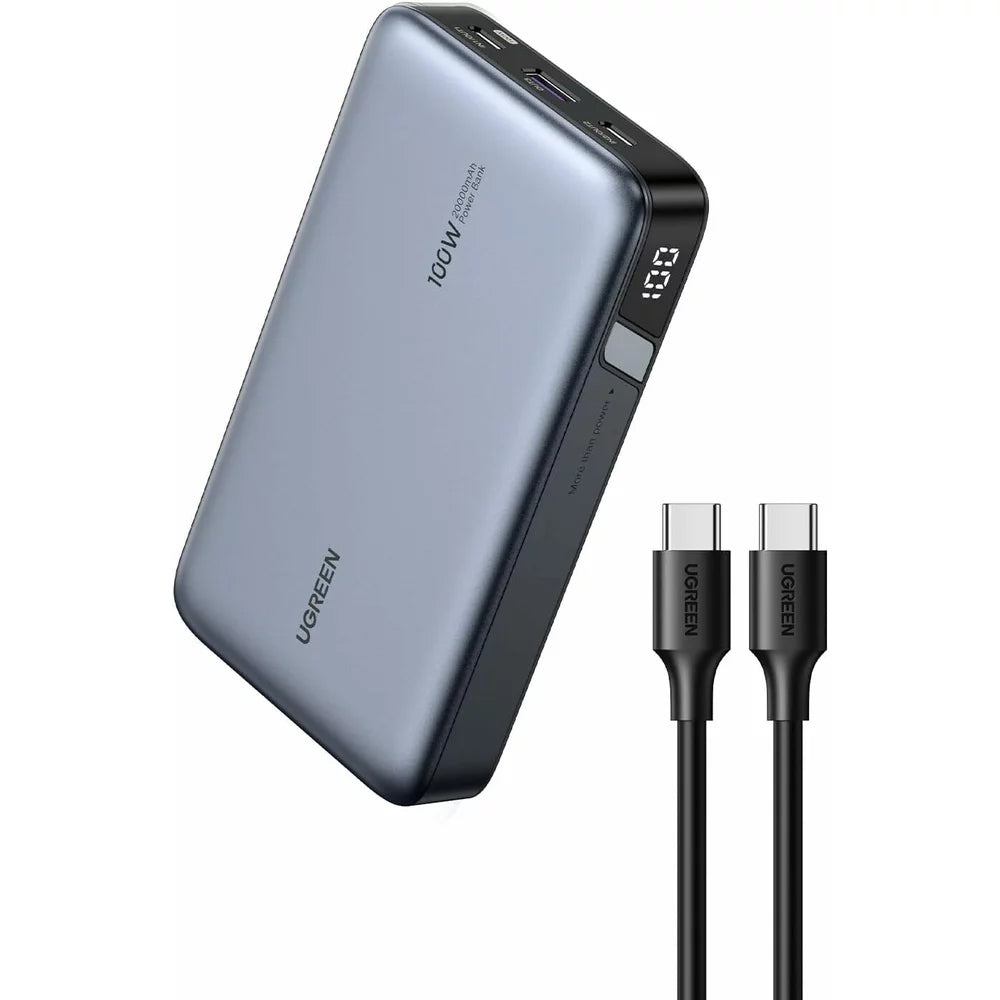 Batteria Esterna UGREEN PB720 Nexode, 20000mAh, 100W, QC + PD, 1 x USB-A - 2 x USB-C, Grigio
