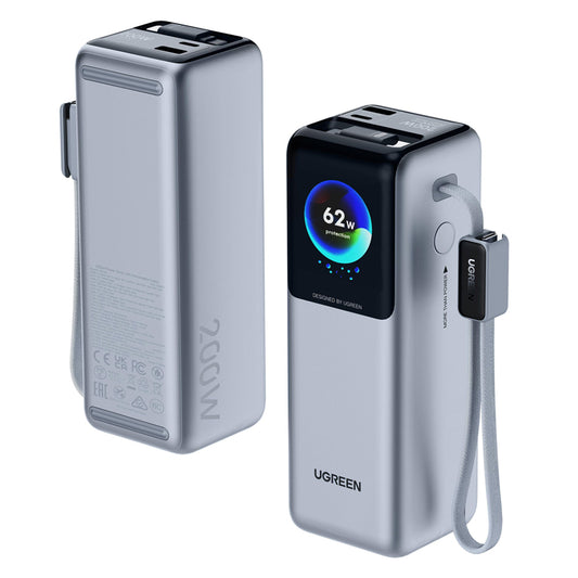 Batteria Esterna UGREEN PB728 (75702B), 25000mAh, 200W, QC + PD, 1 x USB-A - 3 x USB-C, Grigio