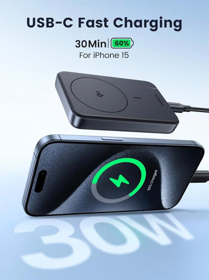Batteria Esterna UGREEN PB761, 10000mAh, 30W, PD + FQI, 1 x QI - 1 x USB-C, Grigio