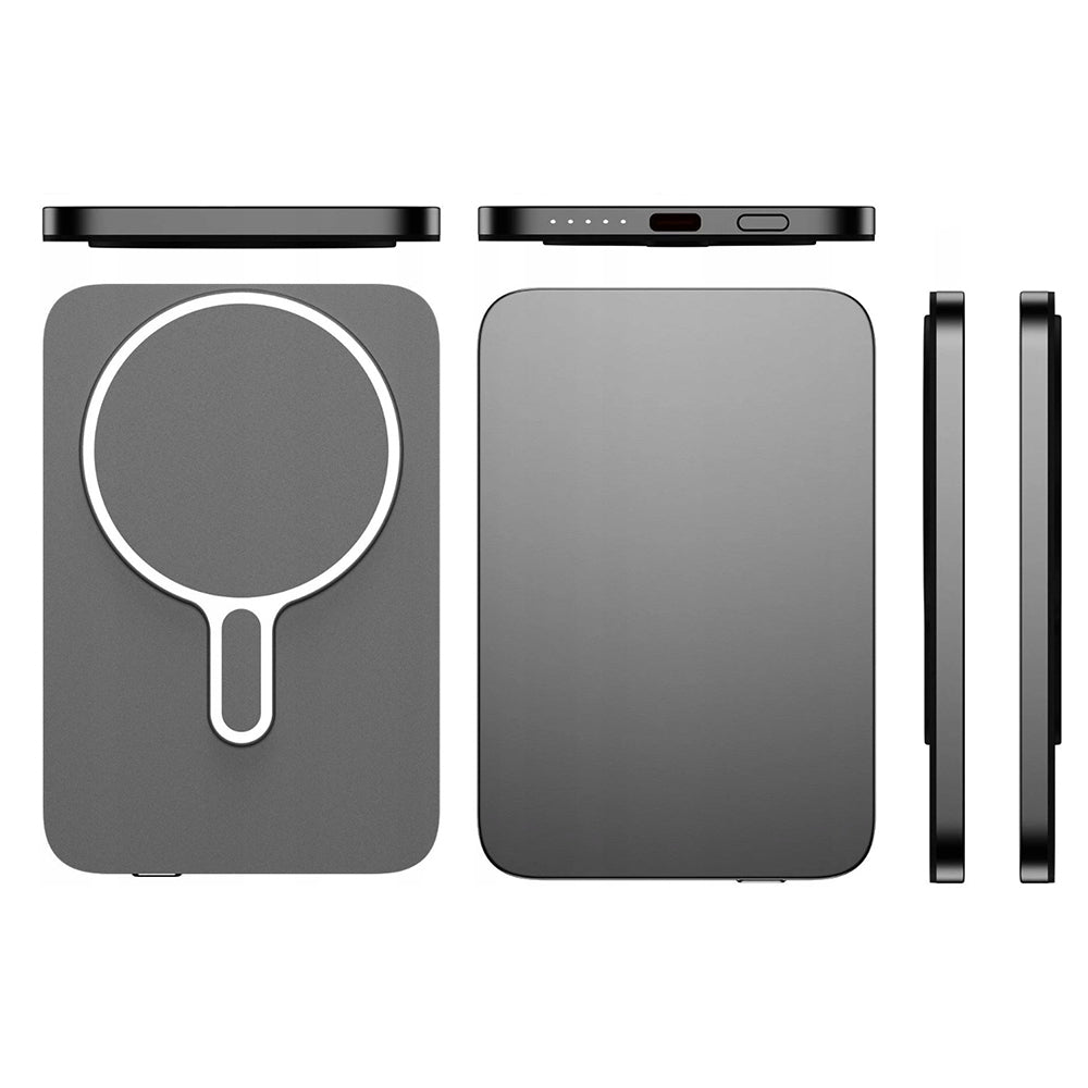 Wireless External Battery 3MK MagSnap Go, 5000mAh, 20W, PD + FQI, 1 x QI - 1 x USB-C, Gray