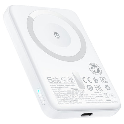 Batteria Esterna Wireless Acefast M25, 5000mAh, 20W, PD + FQI, 1 x QI - 1 x USB-C, Bianca