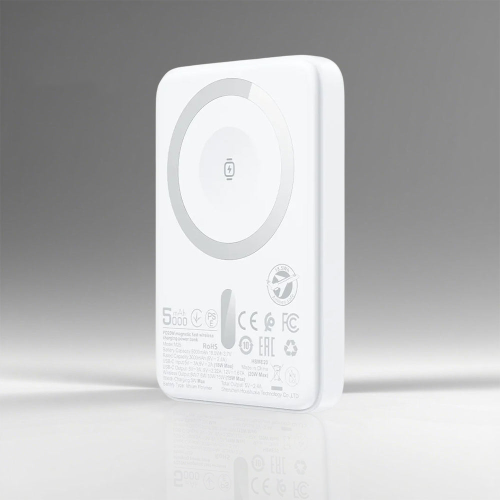 Batteria Esterna Wireless Acefast M25, 5000mAh, 20W, PD + FQI, 1 x QI - 1 x USB-C, Bianca