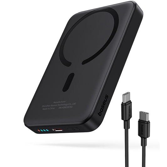 Batteria Esterna Wireless Baseus Magnetic Mini, 10000mAh, 20W, PD + FQI, 1 x QI - 1 x USB-C, Nera P10059001113-00