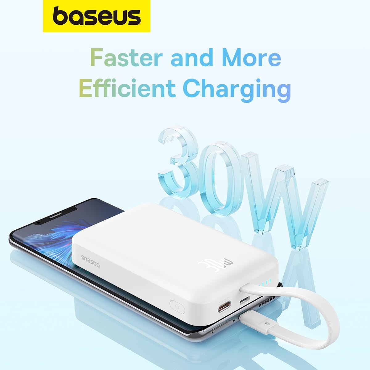 Batteria Esterna Wireless Baseus Magnetic Mini, 10000mAh, 30W, PD + FQI, 1 x QI - 2 x USB-C, Bianca P1002210B223-00
