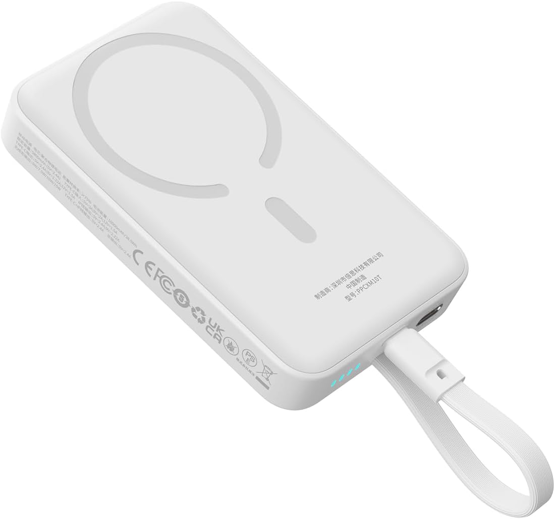 Batteria Esterna Wireless Baseus Magnetic Mini, 10000mAh, 30W, PD + FQI, 1 x QI - 2 x USB-C, Bianca P1002210B223-00