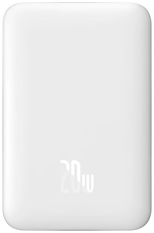Batteria Esterna Wireless Baseus Magnetic Mini, 10000mAh, 20W, PD + FQI, 1 x QI - 1 x USB-C, Bianca PPCX07002