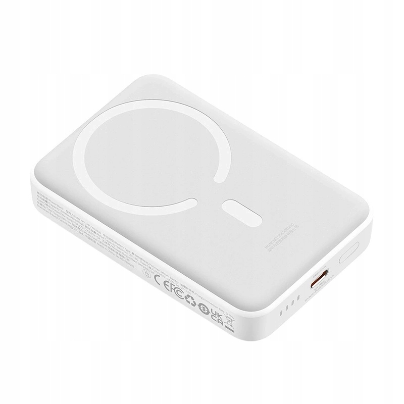 Batteria Esterna Wireless Baseus Magnetic Mini, 10000mAh, 30W, PD + FQI, 1 x QI - 1 x USB-C, Bianca PPCX110202
