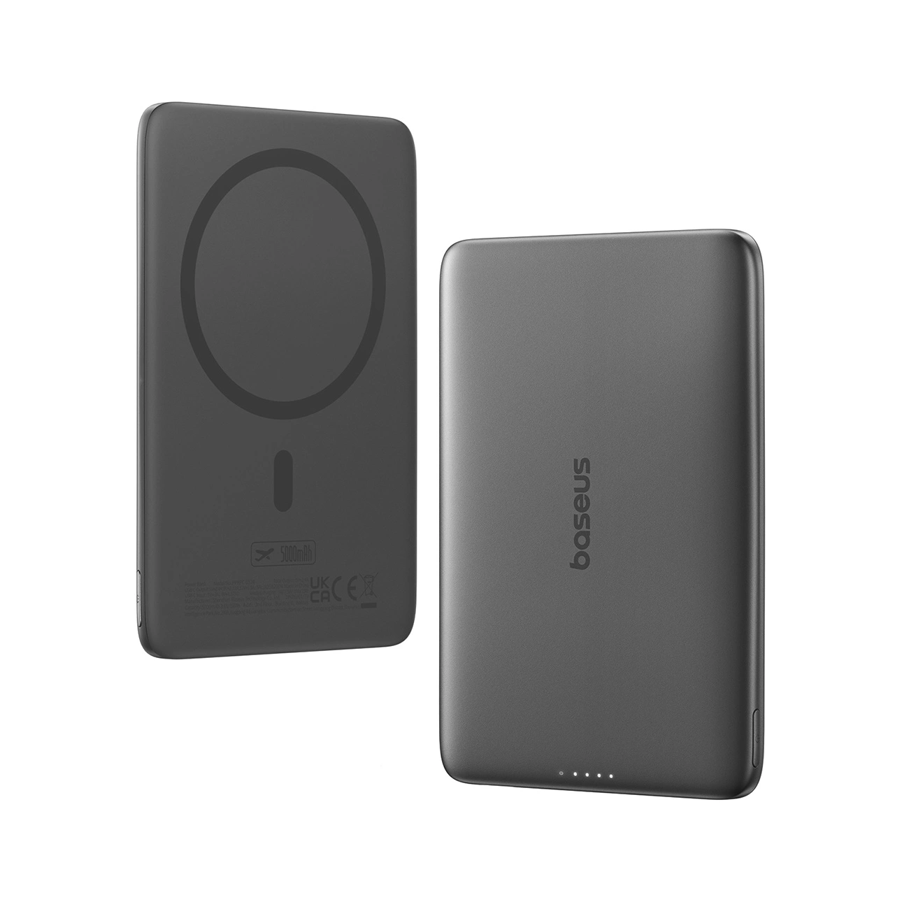 Batteria Esterna Wireless Baseus PicoGo AM41, 5000mAh, 20W, PD + FQI, 1 x QI - 1 x USB-C, Nera