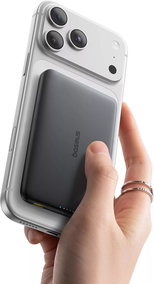 Batteria Esterna Wireless Baseus PicoGo AM41, 10000mAh, 27W, PD + FQI, 1 x QI - 1 x USB-C, Nera E0027201