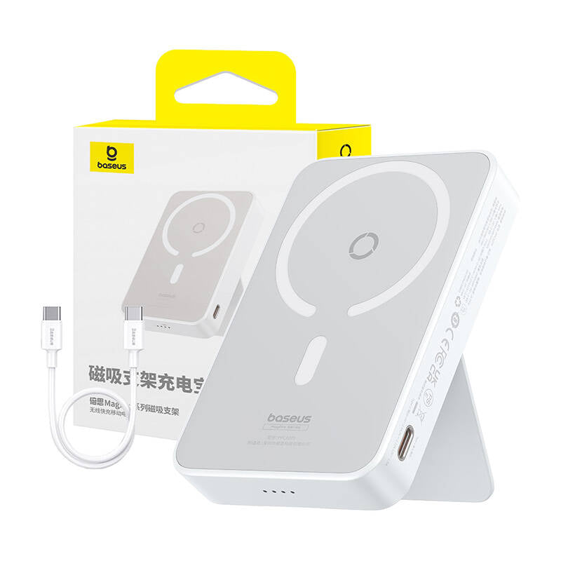 Batteria Esterna Wireless Baseus MagPro PPCXZ05, 5000mAh, 20W, PD + FQI, 1 x QI - 1 x USB-C, Bianca P10064101223-00