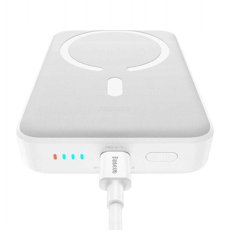 Batteria Esterna Wireless Baseus Magnetic Mini, 10000mAh, 30W, PD + FQI, 1 x QI - 1 x USB-C, Bianca PPCX110202
