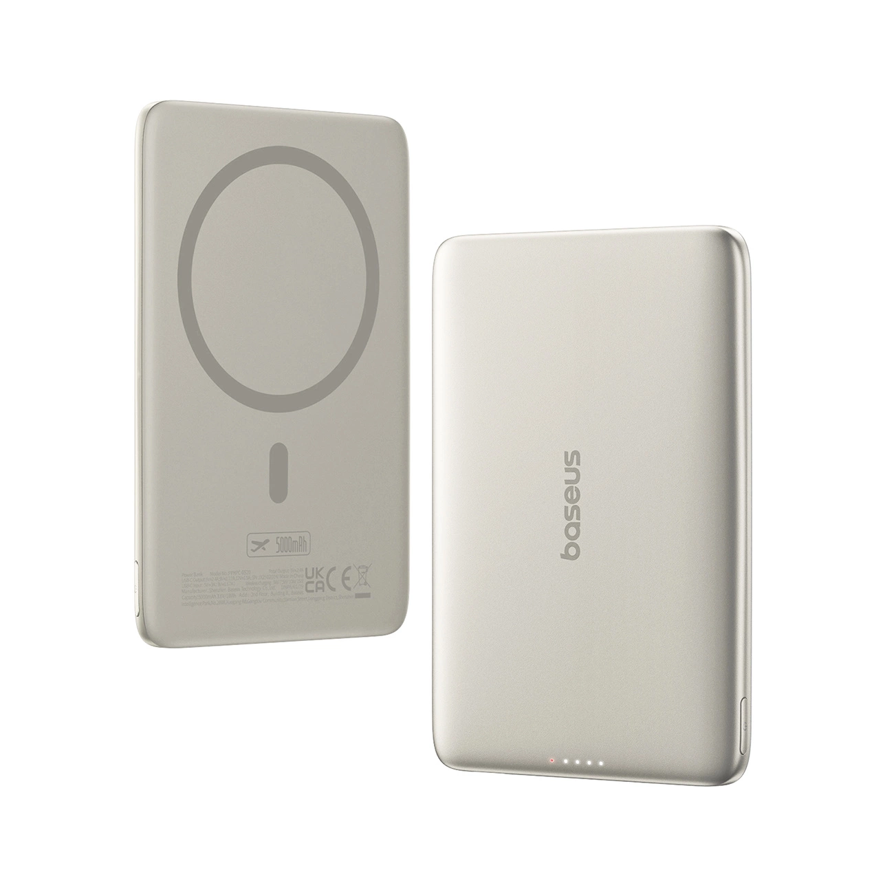 Batteria Esterna Wireless Baseus PicoGo AM41, 5000mAh, 20W, PD + FQI, 1 x QI - 1 x USB-C, Beige