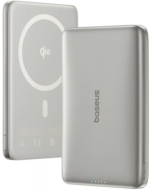Batteria Esterna Wireless Baseus PicoGo AM41, 10000mAh, 27W, PD + FQI, 1 x QI - 1 x USB-C, Beige E0027203