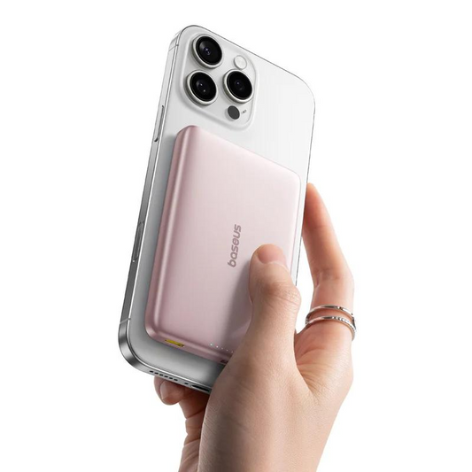 Batteria Esterna Wireless Baseus PicoGo AM41, 10000mAh, 27W, PD + FQI, 1 x QI - 1 x USB-C, Rosa E0027202