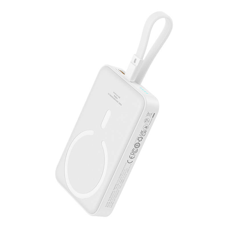 Batteria Esterna Wireless Baseus Magnetic Mini, 10000mAh, 20W, PD + FQI, 1 x Lightning - 1 x QI - 1 x USB-C, Bianca P10022109223-00